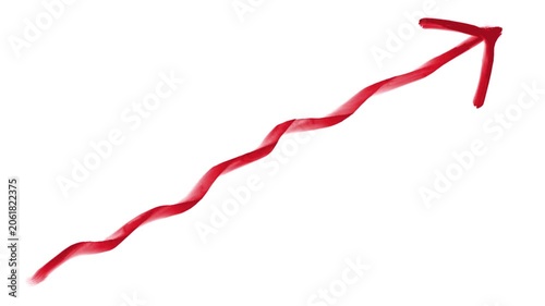 A brush stroke of an arrow pointing right upper corner