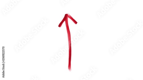 A brush stroke of an arrow pointing up