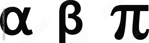Greek Alphabet Letters Set - Alpha, Beta, and Pi Math Symbols