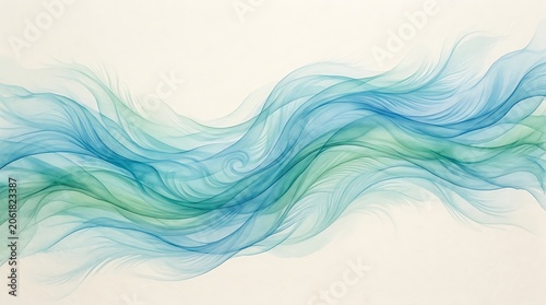 Abstract swirling blue green wave pattern.