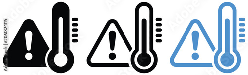 High Temperature Warning Icon Vector minimal thermometers heat alert symbols for weather safety risk and digital graphic design