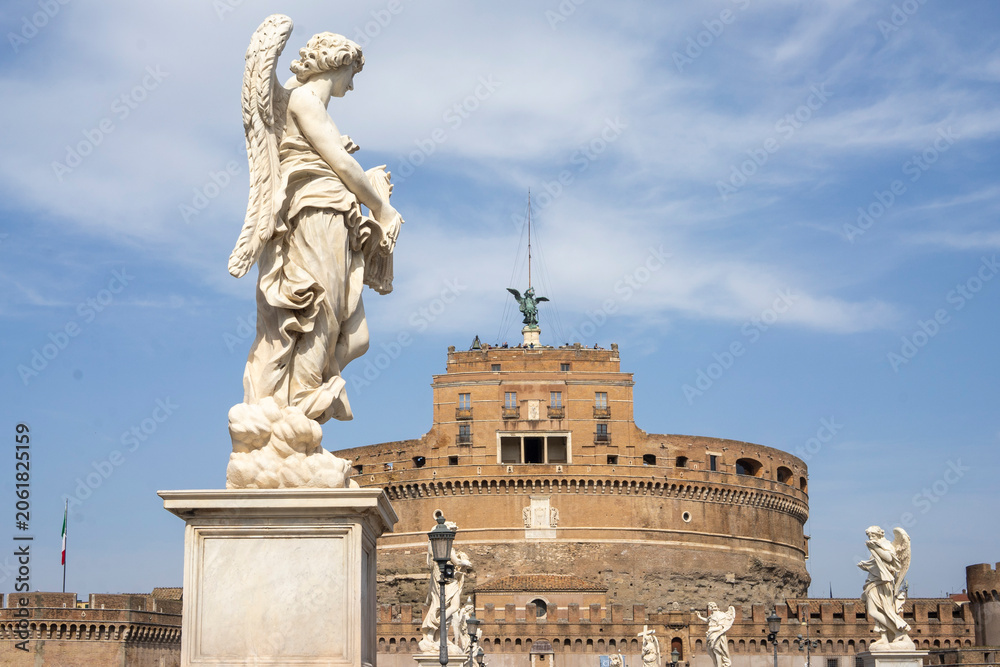 Obraz premium Historic street in Rome, Italy with traditional architecture