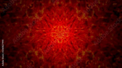 Abstract Red Kaleidoscope Pattern Loop with Glowing Fractal Light