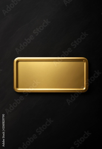 Blank Gold Nameplate on Black Background Minimalist Elegant Design