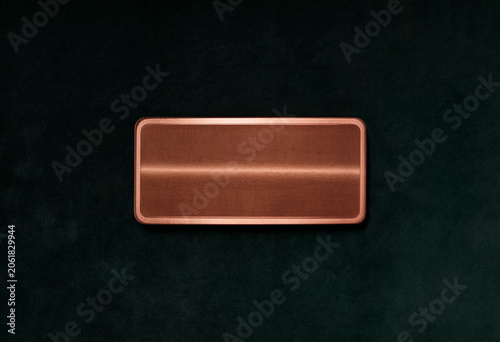 Rose Gold Nameplate on Emerald Velvet Background