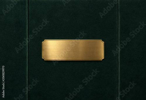 Rose Gold Nameplate on Rich Emerald Velvet Background