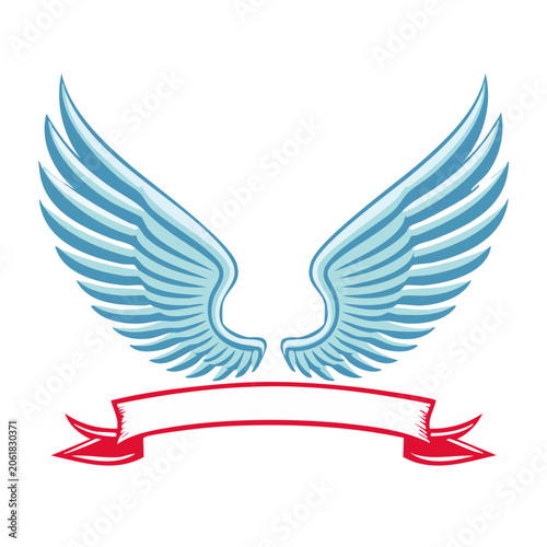 Angel Wings with Red Banner Illustration