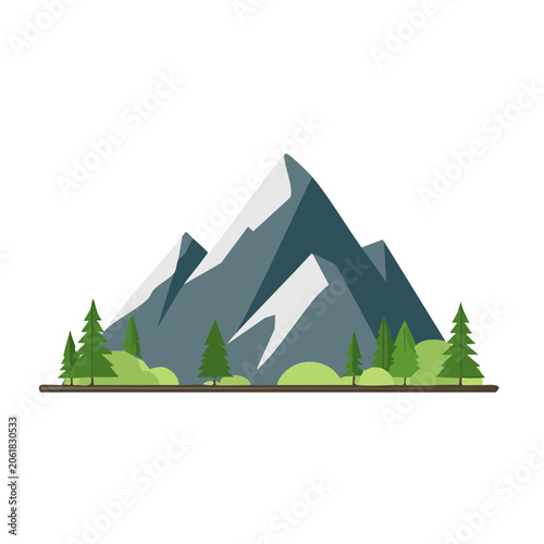 Flat design mountain landscape with forest