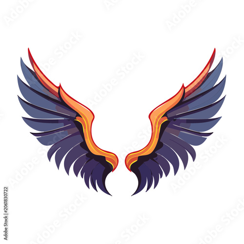 Symmetrical Angel Wings with Gradient Colors