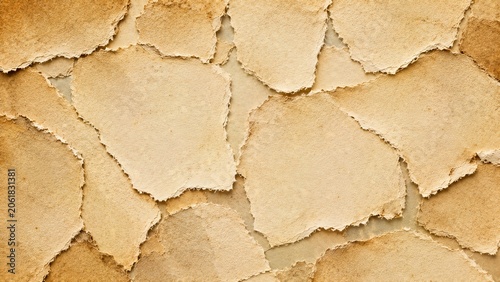Torn and peeling brown paper texture with rough edges and frayed borders on a neutral background