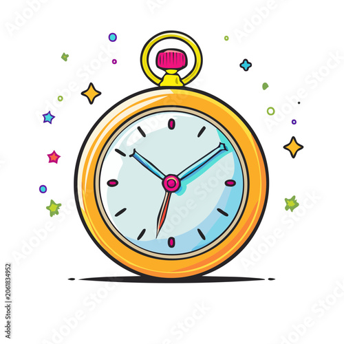 Colorful flat design pocket watch illustration