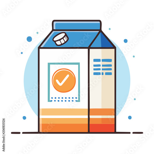 Flat design milk carton icon with checkmark