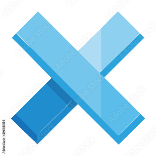 Flat design X symbol icon on transparent background