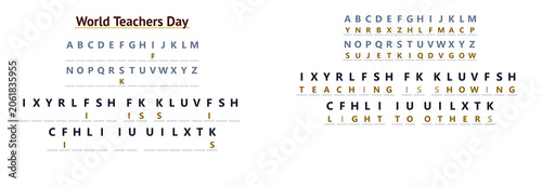 Εκτύπωση καμβά Educational Code Puzzle Teacher classroom cryptogram worksheet with teacher appr