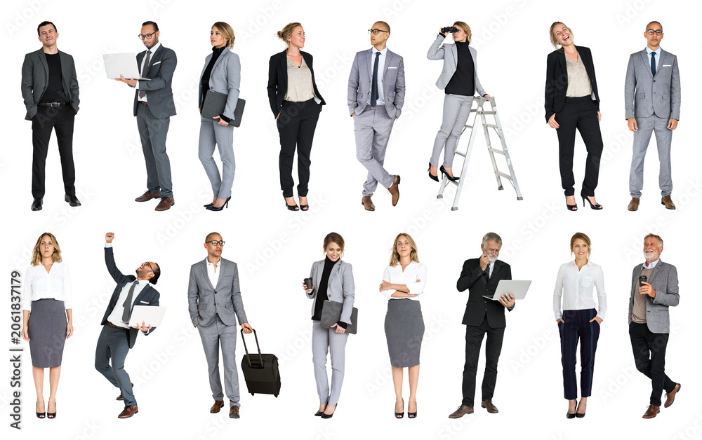 Obraz premium PNG Diverse professionals in business attire on transparent background