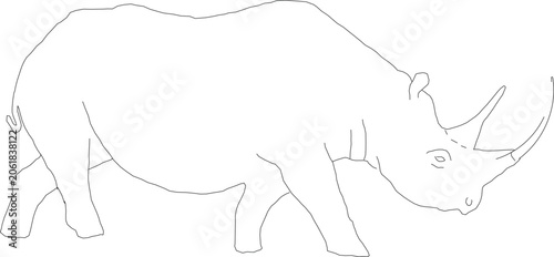 Vászonkép Simple line art illustration of a rhinoceros in side profile view