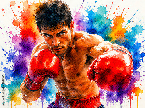 Boxer in watercolor