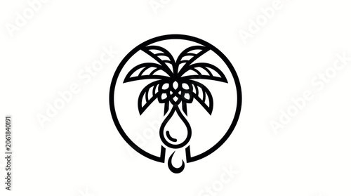 Black and white palm tree logo.