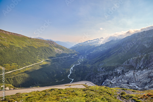 Mountain valley with winding road