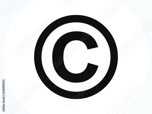 A  very important looking black and white perfect and bold copyright symbol silhouette on a white background vector graphic