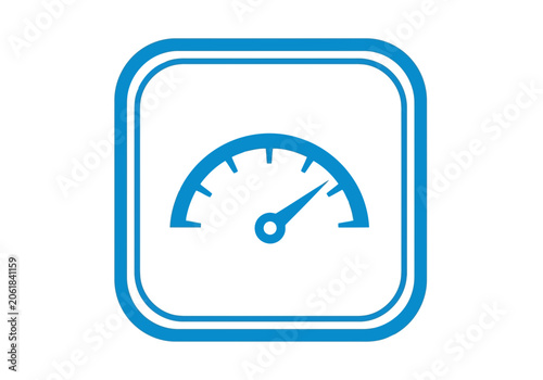 A very stylish and smooth twitter blue speedometer icon in a square frame