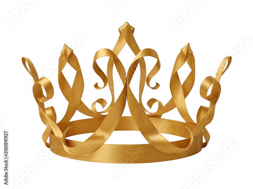 Tableau sur toile Golden crown with ribbons isolated on transparent background for royalty and lux