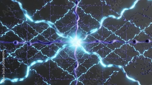 Abstract glowing neural network connections representing brain or digital processing