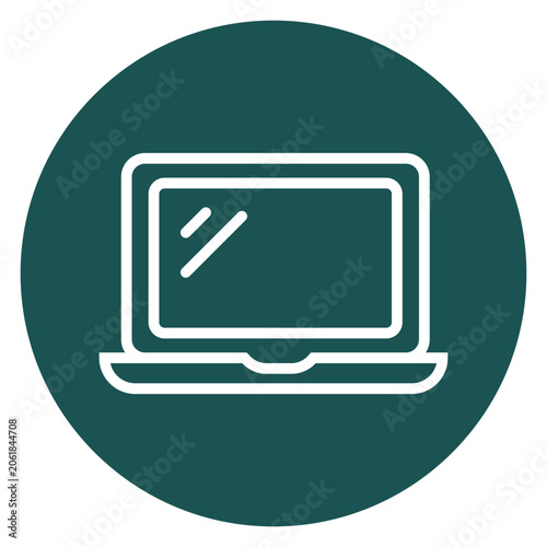 laptop computer icon on dark-green color background