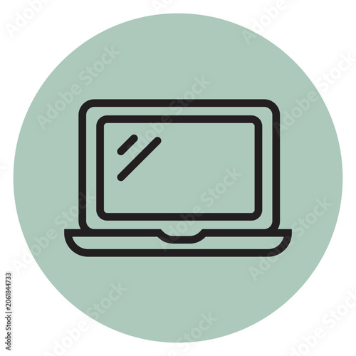 laptop computer icon on mint color background