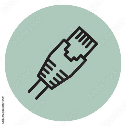 vector illustration of internet cable on mint color background