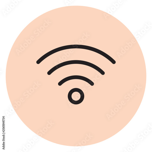 wi-fi, wireless network icon on beige color background