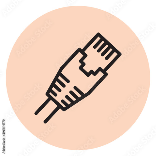 vector illustration of internet cable on beige color background