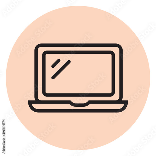 laptop computer icon on beige color background