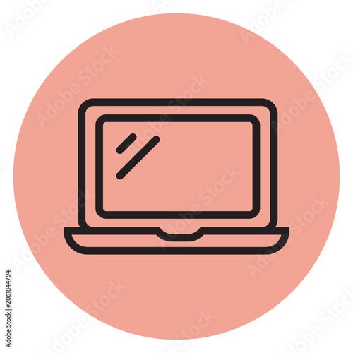 laptop computer icon on orange color background