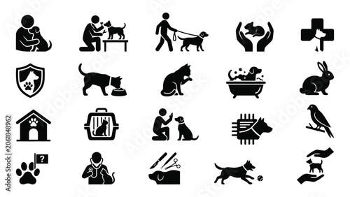 Set of veterinary and pet care icons