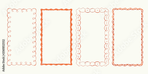Photos Decorative Hand Drawn Frames Rustic Orange Vector Illustration