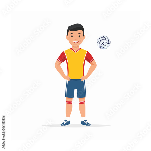 Flat design illustration of a young boy in casual clothes