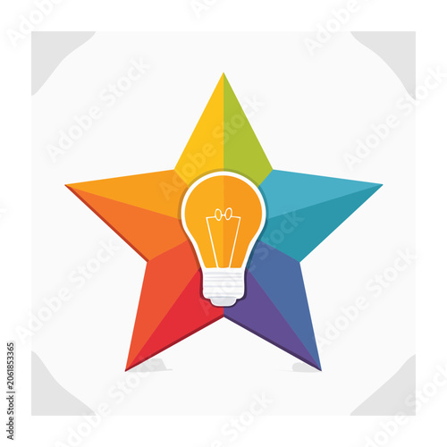Flat design light bulb with geometric shapes