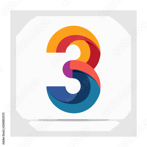 Number three in flat design style