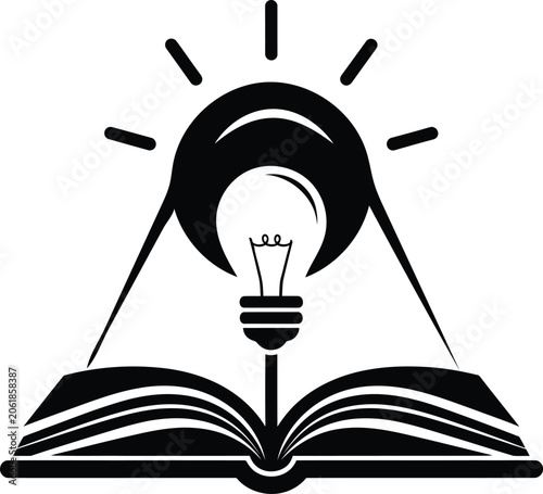 Creative education book and light bulb knowledge vector icon design