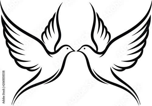 Elegant flying doves symbolizing peace Silhouette icon design