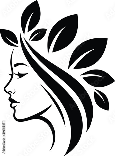 Elegant mature woman symbolizing beauty Silhouette icon design