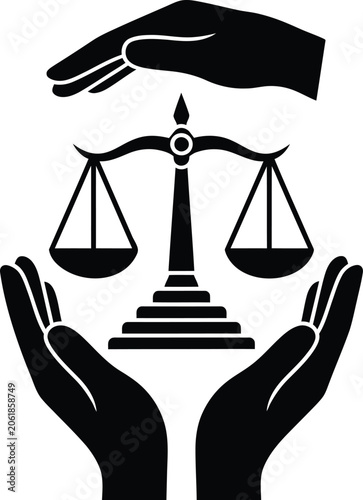Justice protected through fairness law and integrity Silhouette icon design