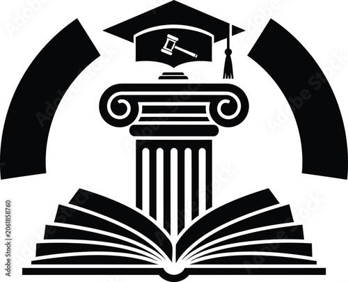 Law education book courthouse graduation vector icon design