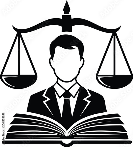 Legal justice lawyer book scales education silhouette vector icon design