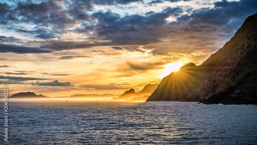 Landscape in Norway in beautiful sunrise light