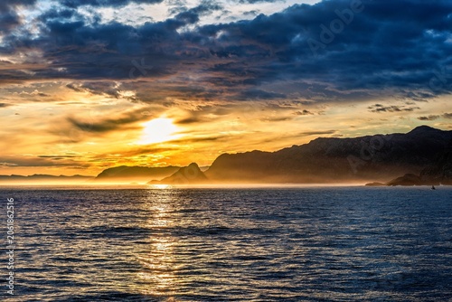 Landscape in Norway in beautiful sunrise light