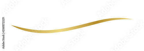 Golden wavy swoosh line. Elegant flowing curve on transparent background