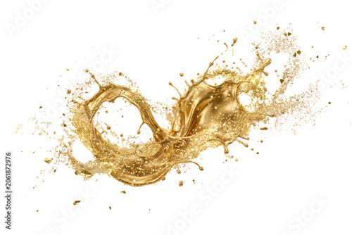 Untitled (3000 x 2000 px) - splash of golden liquid combined with shimmering gold dust particles