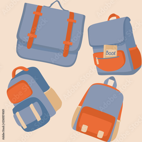 School backpack for travel, backpack set, learning, education
